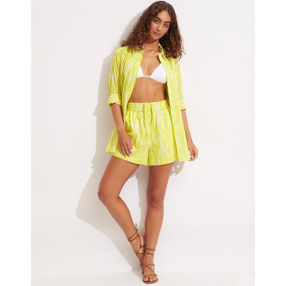 Seafolly Beach Shirt Women’s Small Zebra Resort Coverup In Celery swim - Picture 2 of 10